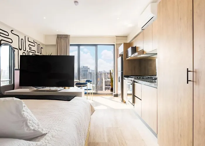 Loft De Diseno Con Aire Acondicionado Y Cama King Size Mexico City